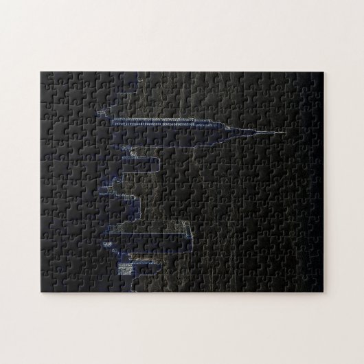 New York City Manhattan Skyscrappers Dark Night Puzzle (Horizontal)