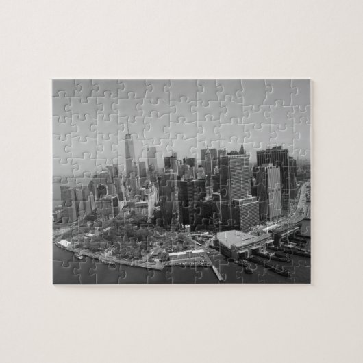 New York City Manhattan Skyscrappers Schwarz-weiß Puzzle (Horizontal)