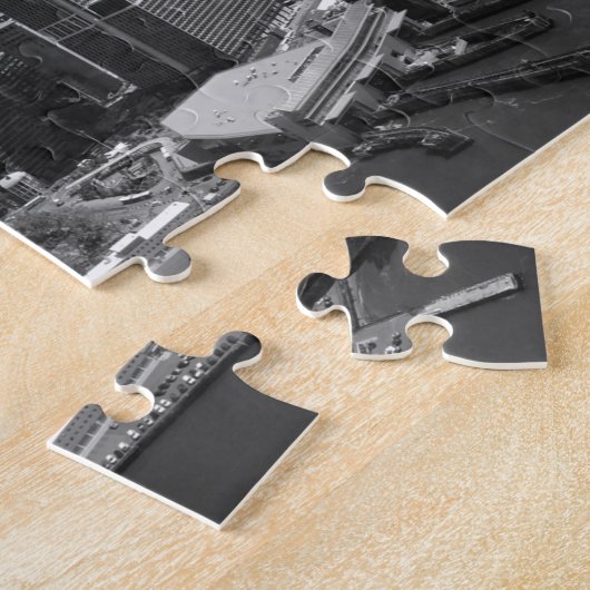 New York City Manhattan Skyscrappers Schwarz-weiß Puzzle (Seite)