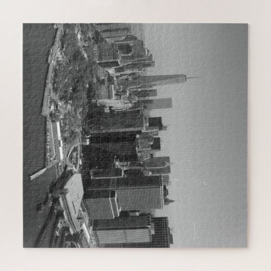 New York City Manhattan Skyscrappers Schwarz-weiß Puzzle (Horizontal)