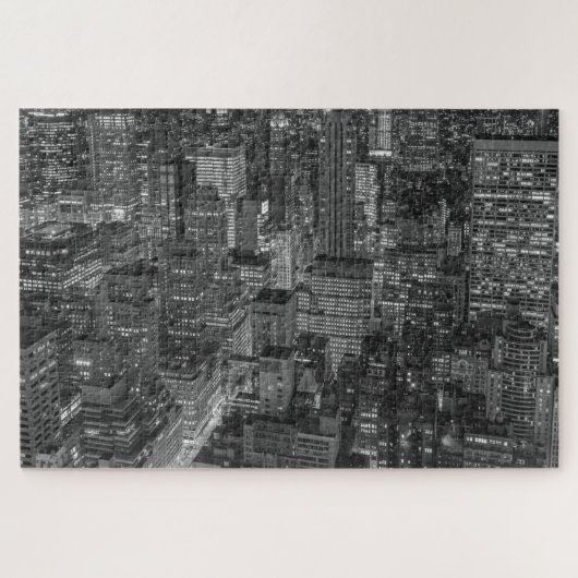 New York City Manhattan Skyscrappers Schwarz-weiß Puzzle (Horizontal)