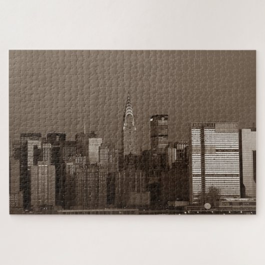 New York City Manhattan Skyscrappers Sepia Puzzle (Horizontal)
