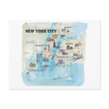 New York City Manhattan Vintag Travelposter Map