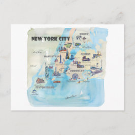 New York City Manhattan Vintag Travelposter Map Postkarte