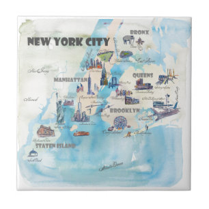 New York City Manhattan Vintage Reiseposter Karte Fliese