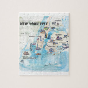 New York City Manhattan Vintage Reiseposter Karte Puzzle