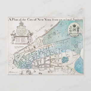 New York City Map, 1728 Postkarte