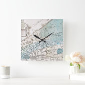 New York City Map, 1728 Quadratische Wanduhr (Zuhause)