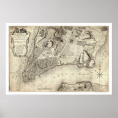 New York City Map 1776 Poster (Vorne)