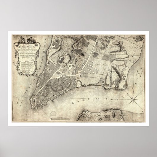New York City Map 1776 Poster (Vorne)