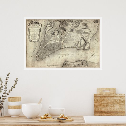 New York City Map 1776 Poster (Küche)