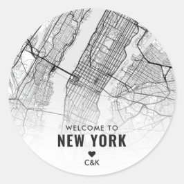 New York City Map | Begrüßung Runder Aufkleber