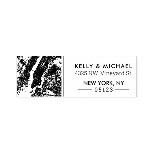 New York City Map | Benutzerdefinierte Adresse Permastempel (Design)