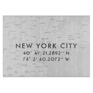 New York City Map Benutzerdefinierte Koordinaten Schneidebrett