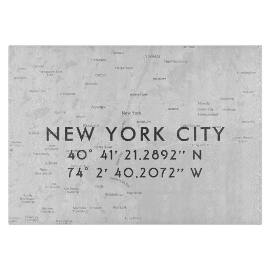 New York City Map Benutzerdefinierte Koordinaten Schneidebrett (Vorderseite)