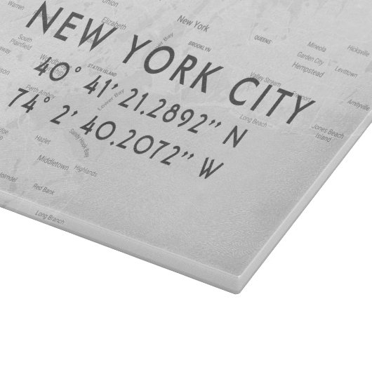 New York City Map Benutzerdefinierte Koordinaten Schneidebrett (Ecke)