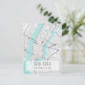 New York City Map, Black, White und Blue Postkarte (Stehend Vorderseite)