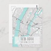 New York City Map, Black, White und Blue Postkarte (Vorne/Hinten)