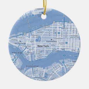 New York City Map (Blue) Keramik Ornament