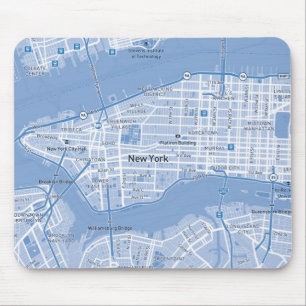 New York City Map (Blue) Mousepad