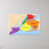 New York City Map Boroughs Stretched Canvas Print Leinwanddruck (Vorderseite)