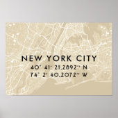 New York City Map Custom Coordinates | Beige Poster (Vorne)