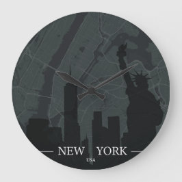 New York City Map Große Wanduhr