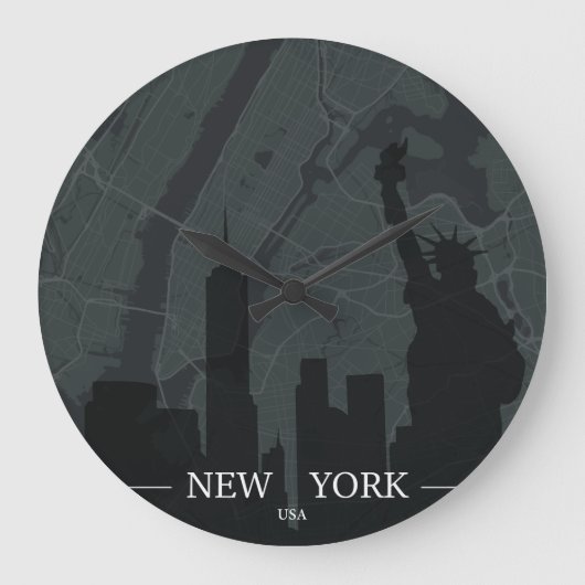 New York City Map Große Wanduhr (Vorderseite)