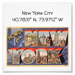 New York City Map koordiniert Vintagen Stil Fotodruck