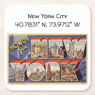 New York City Map koordiniert Vintagen Stil Rechteckiger Pappuntersetzer