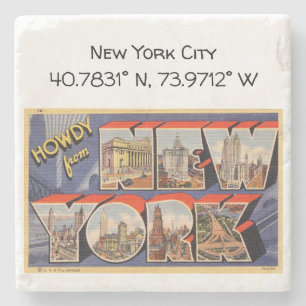 New York City Map koordiniert Vintagen Stil Steinuntersetzer