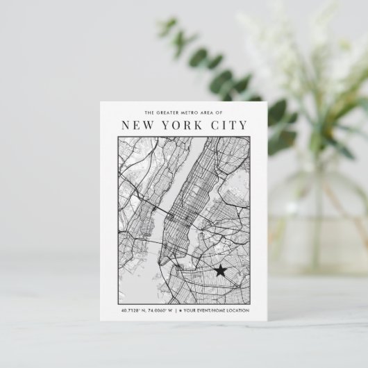 New York City Map + Mark A Location! Postkarte (Stehend Vorderseite)