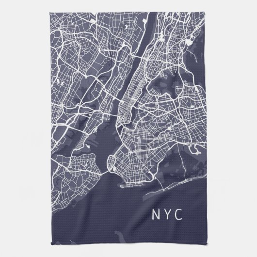 New York City Map | NYC | Navy Blue Geschirrtuch (Vertikal)