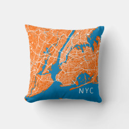 New York City Map | NYC | Orange & Blue Kissen