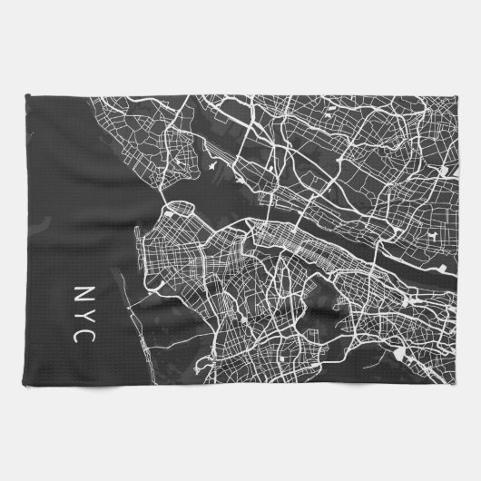 New York City Map | NYC | Schwarz/Weiß Geschirrtuch (Horizontal)