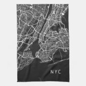 New York City Map | NYC | Schwarz/Weiß Geschirrtuch (Vertikal)
