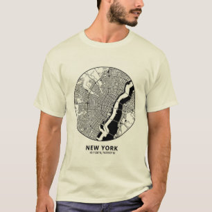 New York City Map T-Shirt – Minimal Schwarz & Weiß