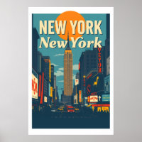 New York City Midtown Vintage Reise Kunst