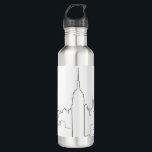 New York City Minimal Line Edelstahlflasche<br><div class="desc">Minimal Line Art - New York City - Schwarz und Weiß Skizze - Linien Zeichnungen.</div>