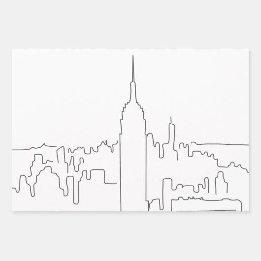 New York City Minimal Line Geschenkpapier Set (Vorderseite)