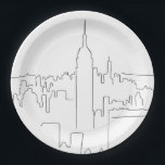 New York City Minimal Line Pappteller<br><div class="desc">Minimal Line Art - New York City - Schwarz und Weiß Skizze - Linien Zeichnungen.</div>