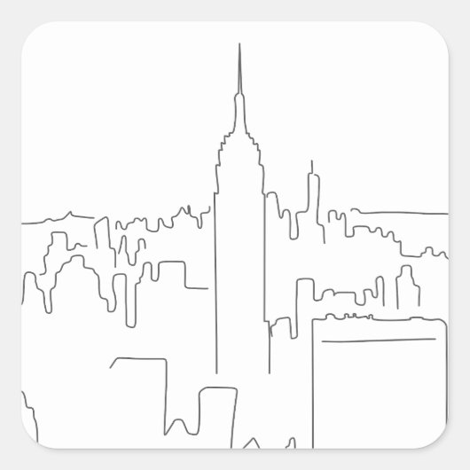 New York City Minimal Line Quadratischer Aufkleber (Vorderseite)