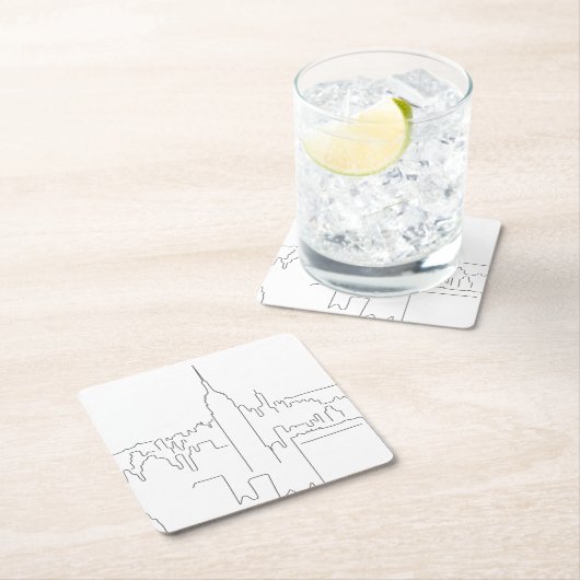 New York City Minimal Line Rechteckiger Pappuntersetzer (Vor Ort)