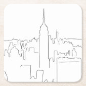 New York City Minimal Line Rechteckiger Pappuntersetzer (Vorderseite)