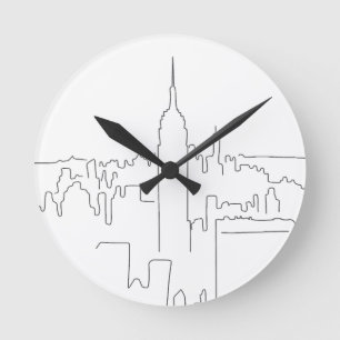 New York City Minimal Line Runde Wanduhr