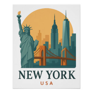 New York City Minimalist Vintage Reiseposter  Poster