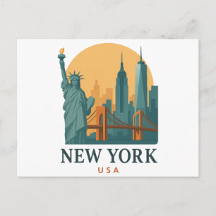 New York City Minimalist Vintage Reiseposter Postkarte
