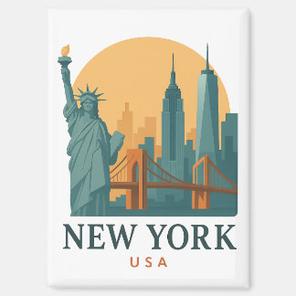 New York City Minimalist Vintage Travel  Magnet