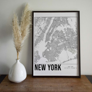New York City Minimalistische Karten Kunstposter Poster