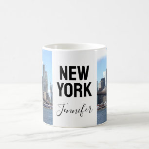 New York City Modern Two Fotos Name Script Kaffeetasse